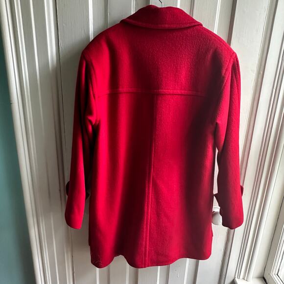 Vintage Eddie Bauer Toggle Button Duffle Coat Red Wool - Picture 8 of 10